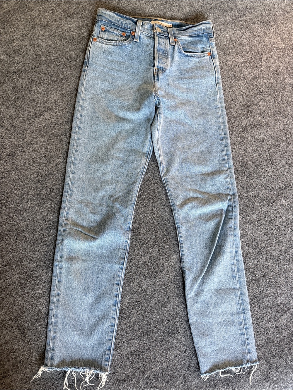 Levis Womens High Rise Wedgie Stretch Blue Button Fly Jeans Size 25